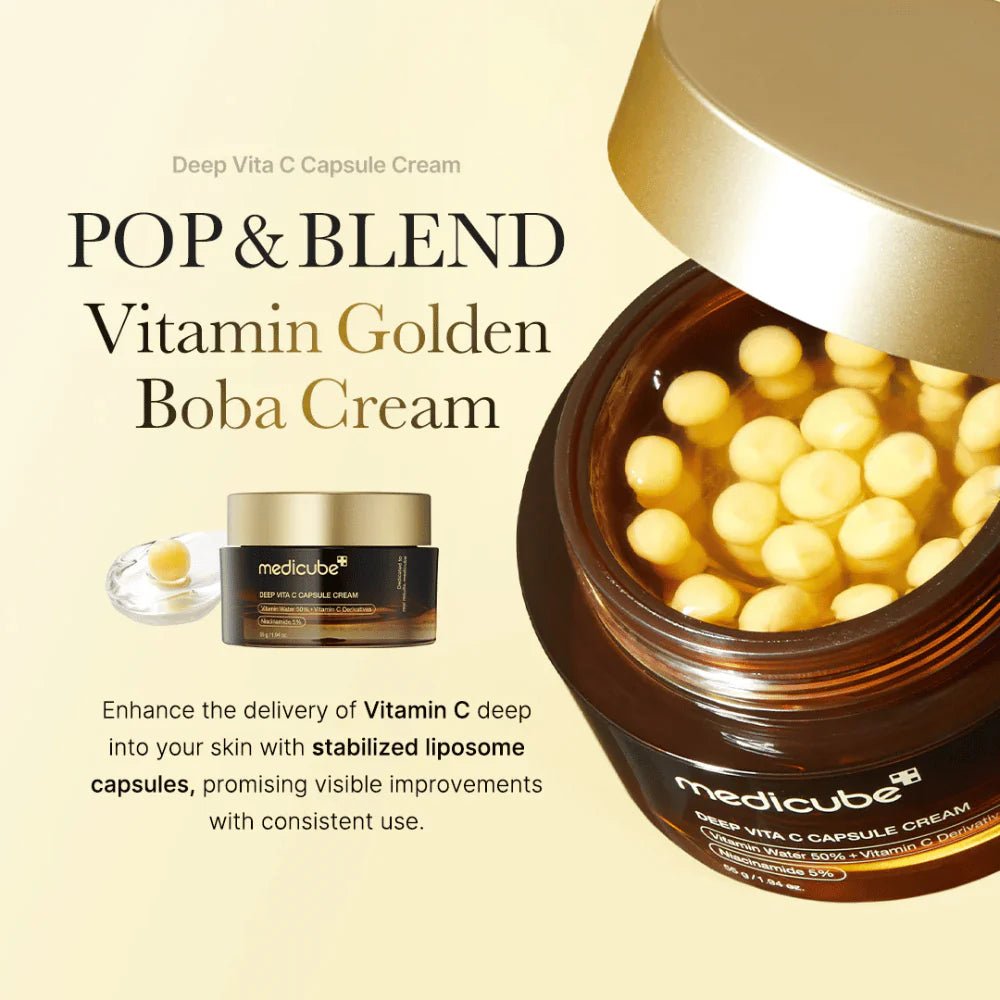 Medicube Deep Vita C Capsule Cream – Brightening & Spot Care with Dual - Texture Vitamin Capsules (50 Capsules) - Zahra Lab