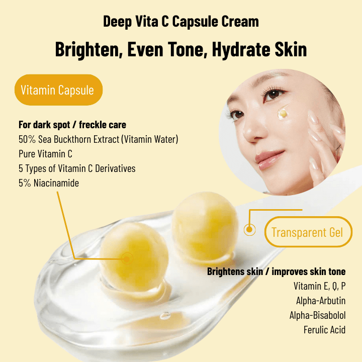 Medicube Deep Vita C Capsule Cream – Brightening & Spot Care with Dual - Texture Vitamin Capsules (50 Capsules) - Zahra Lab