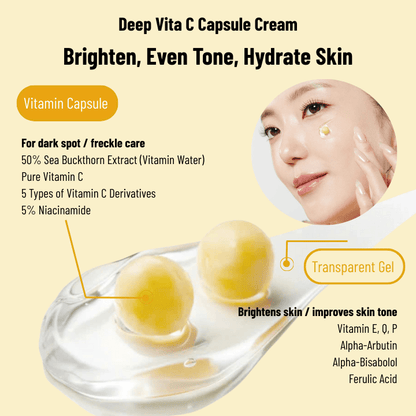 Medicube Deep Vita C Capsule Cream – Brightening & Spot Care with Dual - Texture Vitamin Capsules (50 Capsules) - Zahra Lab