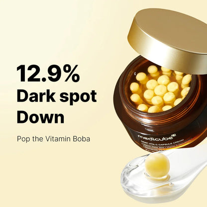 Medicube Deep Vita C Capsule Cream – Brightening & Spot Care with Dual - Texture Vitamin Capsules (50 Capsules) - Zahra Lab